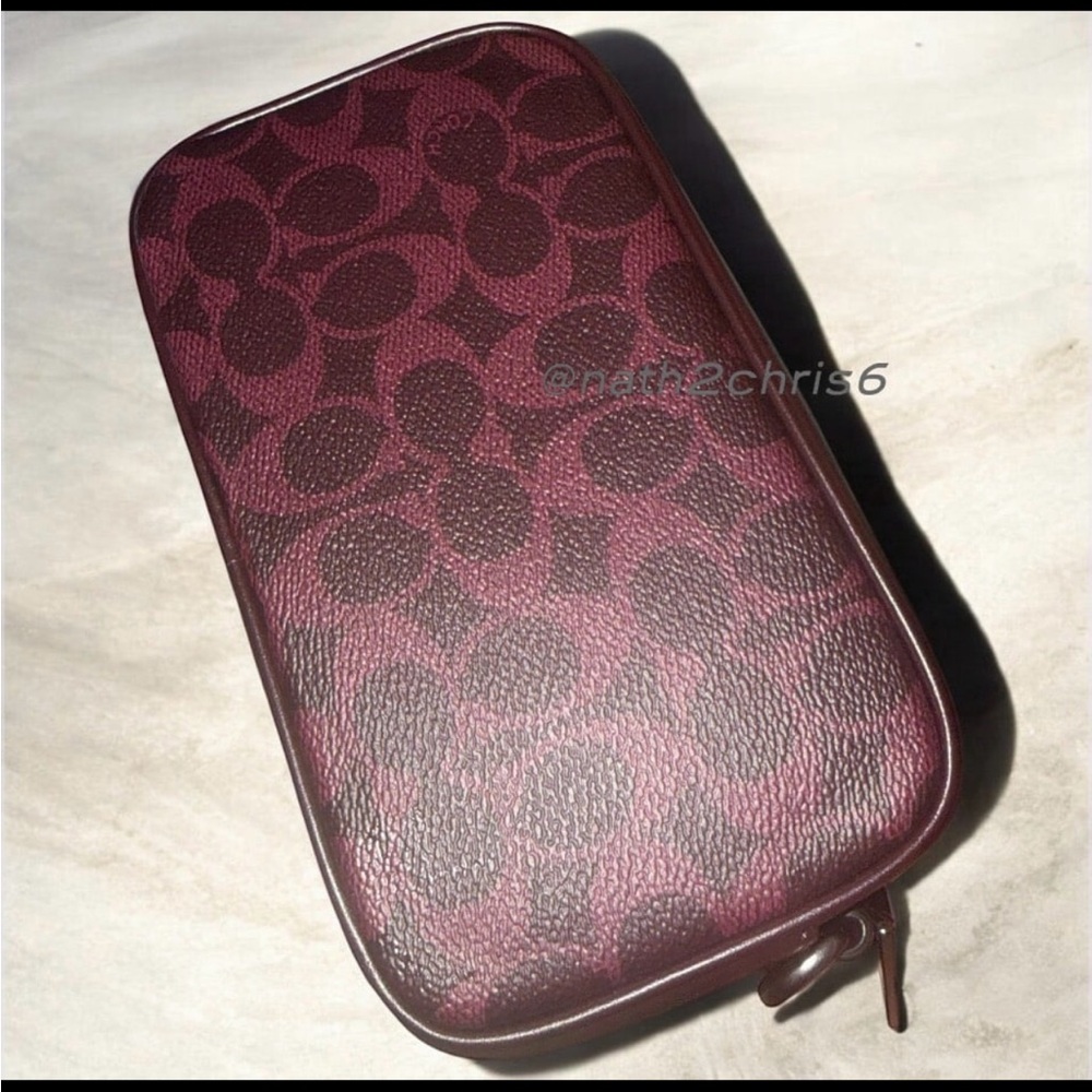 Coach CROSSBODY BAG IN SIGNATURE CANVAS in Black Currant (Burgundy) New - Picture 13 of 13